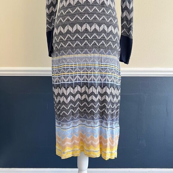 TED BAKER Holliis Chevron Sweater Knit Collared Polo Midi Dress - Picture 7 of 15